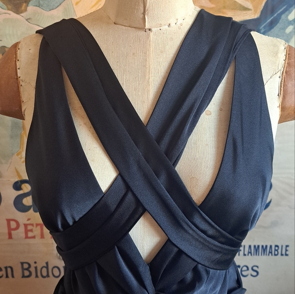 BCBG Luxury Evening Dress Black Satin - Picture 1 of 10